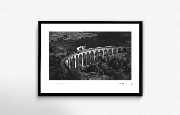 Glenfinnan Viaduct Coordinates Poster Print Wall Art