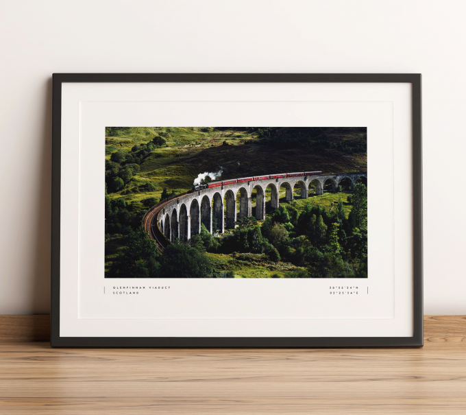 Glenfinnan Viaduct Coordinates Poster Print Wall Art