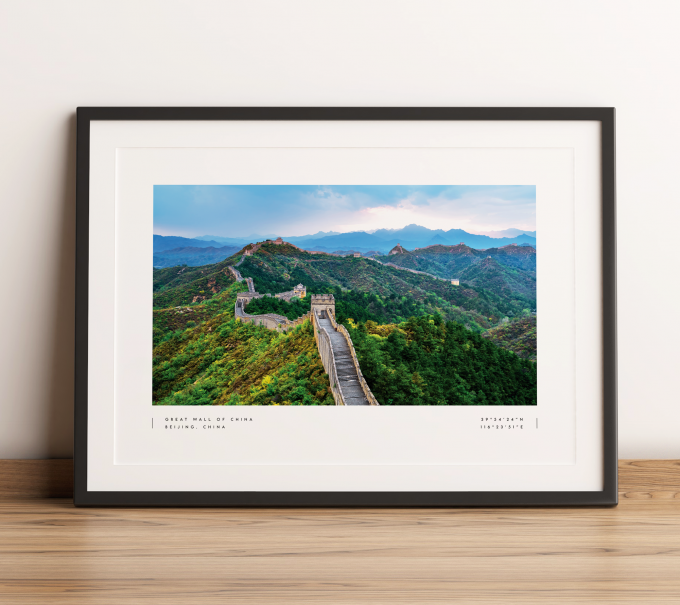 Great Wall of China Coordinates Poster Print Wall Art