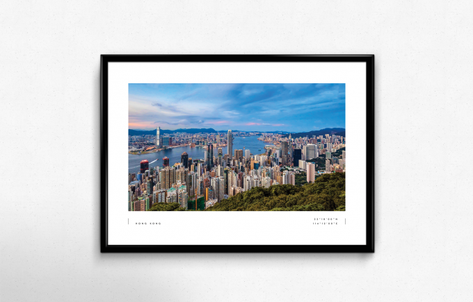 Hong Kong Coordinates Poster Print Wall Art