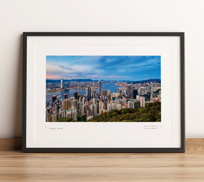 Hong Kong Coordinates Poster Print Wall Art