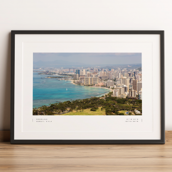 Honolulu Coordinates Poster Print Wall Art