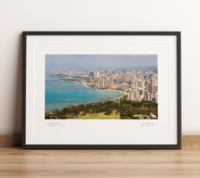 Honolulu Coordinates Poster Print Wall Art