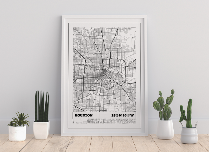 Houston Coordinates Map Poster Print Wall Art
