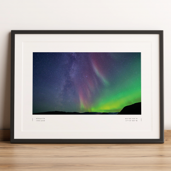 Husavik Northern Lights Coordinates Poster Print Wall Art