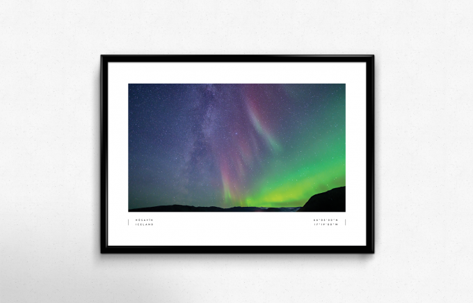 Husavik Northern Lights Coordinates Poster Print Wall Art