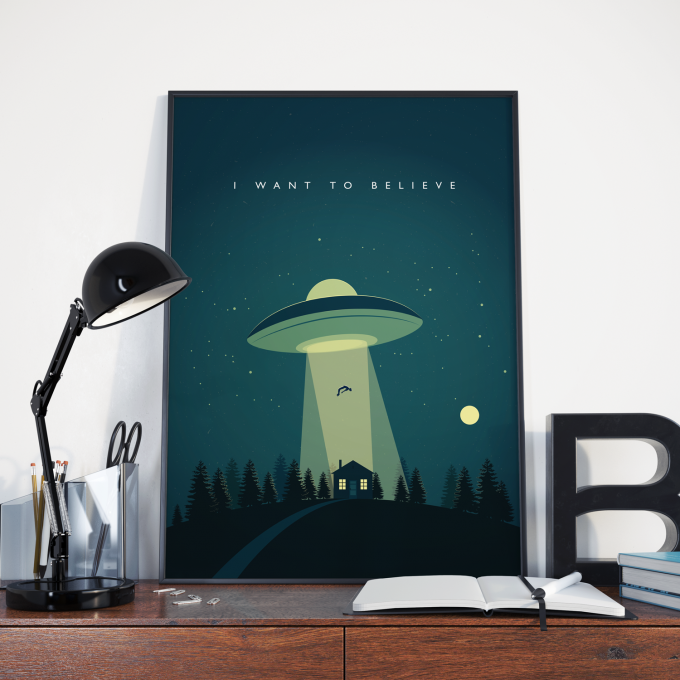 X-Files I Want To Believe Poster Print Wall Art