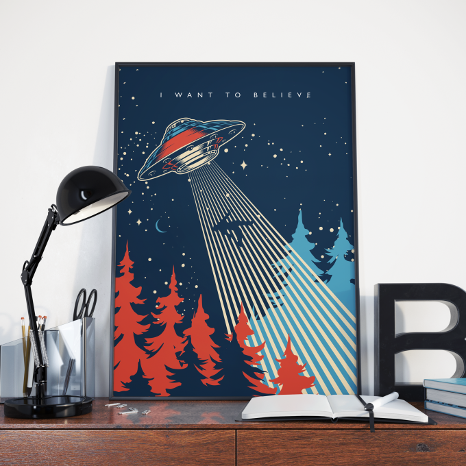 X-Files I Want To Believe Poster Print Wall Art