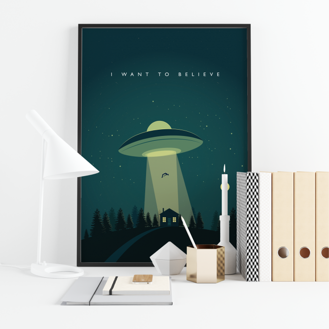 X-Files I Want To Believe Poster Print Wall Art