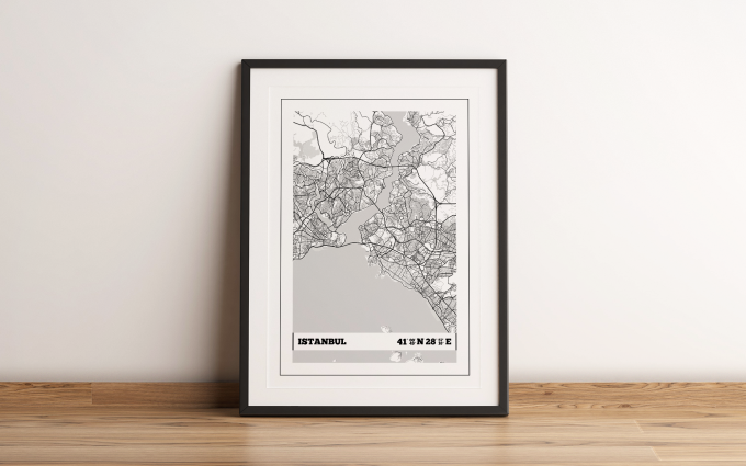 Istanbul Coordinates Map Poster Print Wall Art