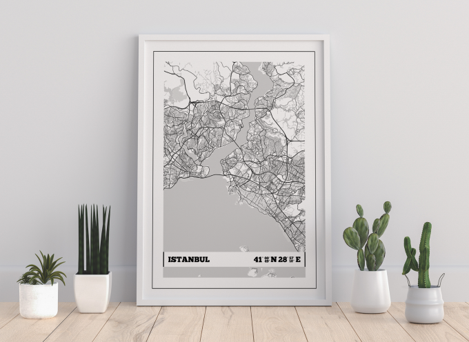 Istanbul Coordinates Map Poster Print Wall Art