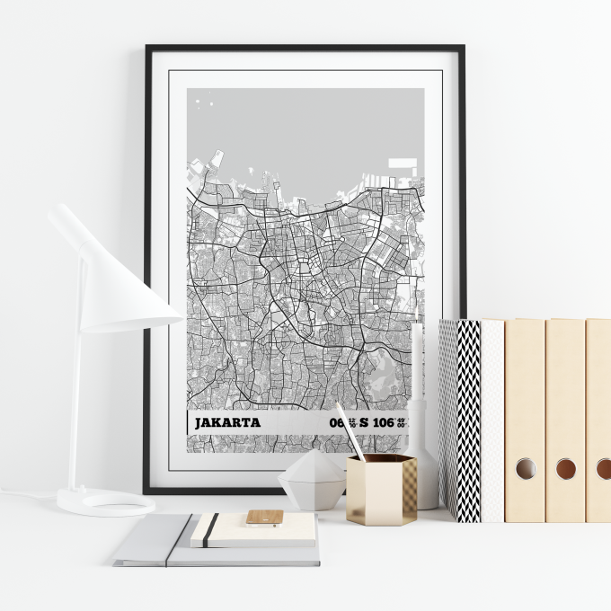 Jakarta Coordinates Map Poster Print Wall Art