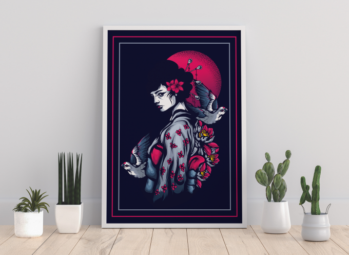 Japanese Geisha Poster Print Wall Art