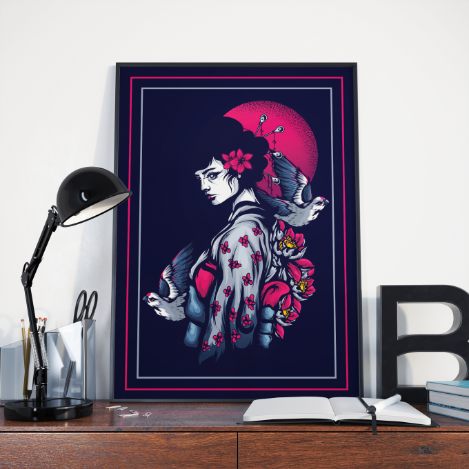 Japanese Geisha Poster Print Wall Art