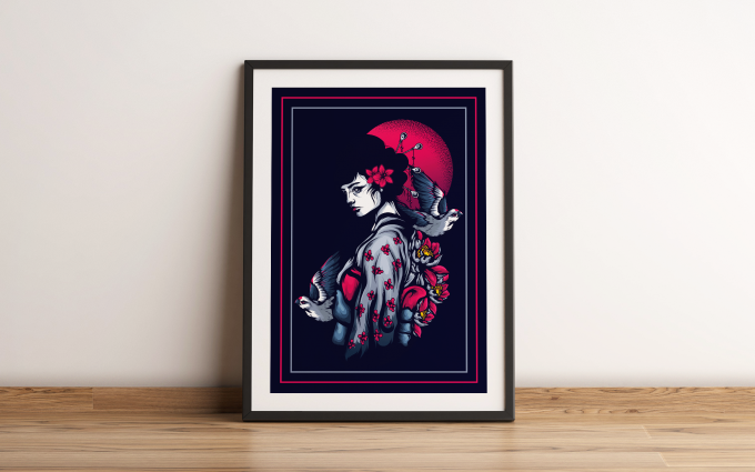 Japanese Geisha Poster Print Wall Art