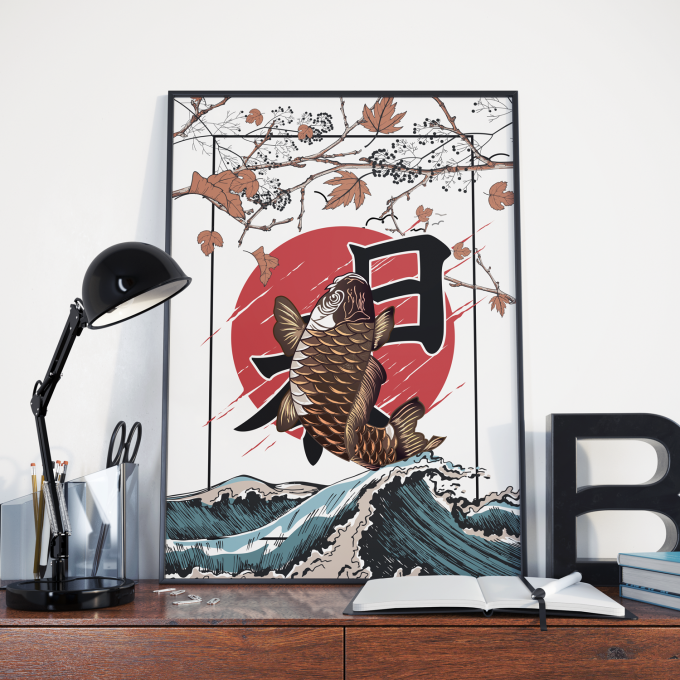 Japanese Koi Fish Poster Print Wall Art