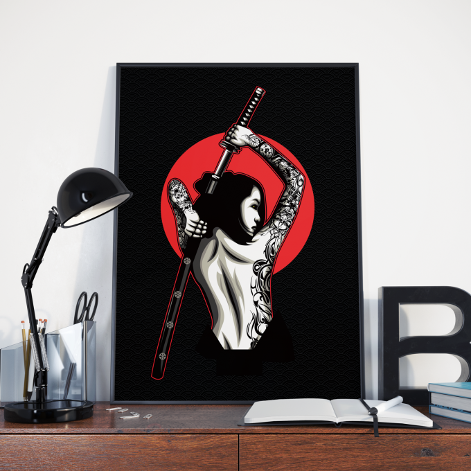 Female Samurai Japan Poster Print Wall Art