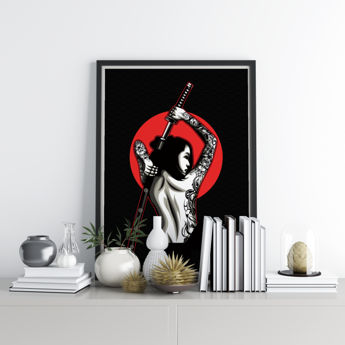 Female Samurai Japan Poster Print Wall Art