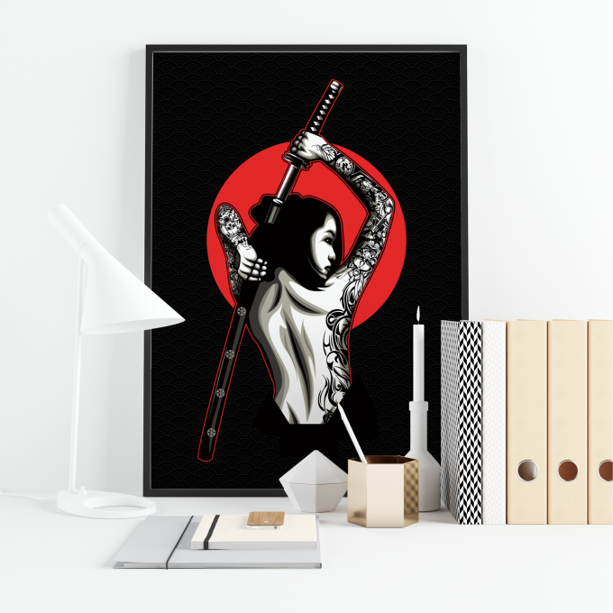 Female Samurai Japan Poster Print Wall Art