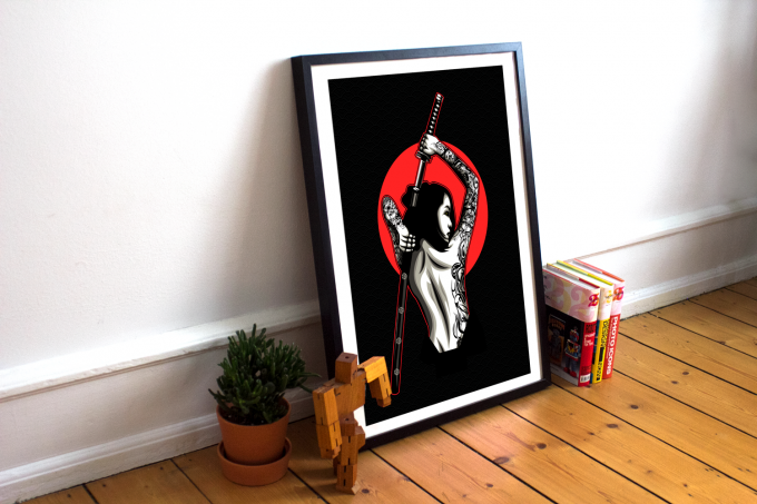 Female Samurai Japan Poster Print Wall Art