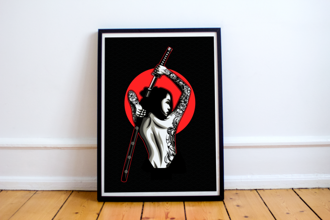 Female Samurai Japan Poster Print Wall Art