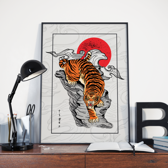 Japanese Tiger Poster Print Wall Art