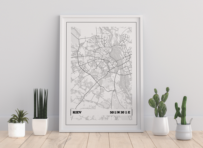 Kiev Coordinates Map Poster Print Wall Art