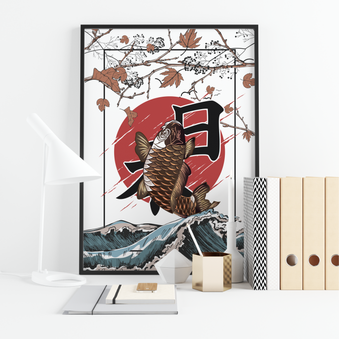 Japanese Koi Fish Poster Print Wall Art