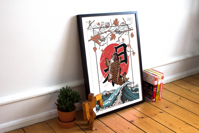 Japanese Koi Fish Poster Print Wall Art