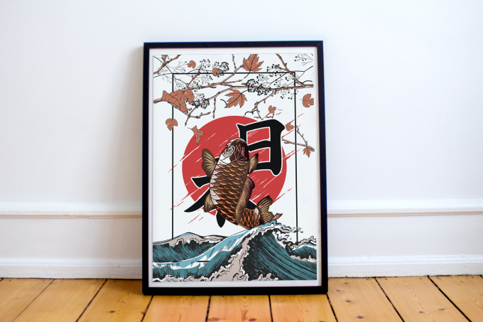 Japanese Koi Fish Poster Print Wall Art