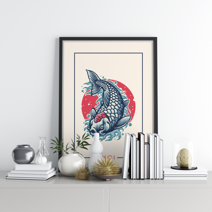 Japanese Koi Fish Poster Print Wall Art