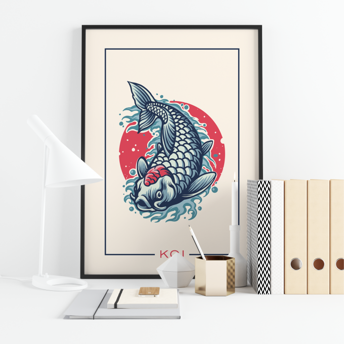 Japanese Koi Fish Poster Print Wall Art