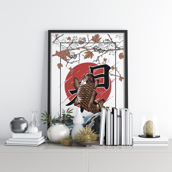 Japanese Koi Fish Poster Print Wall Art