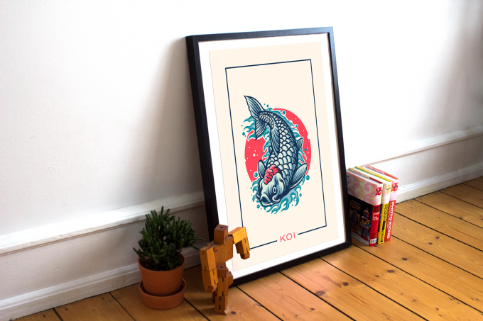 Japanese Koi Fish Poster Print Wall Art