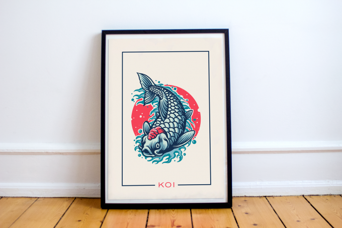 Japanese Koi Fish Poster Print Wall Art