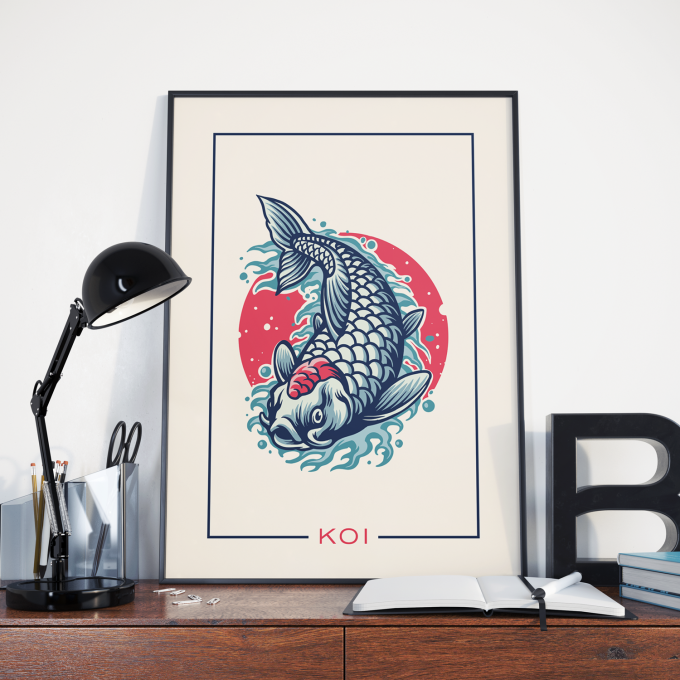 Japanese Koi Fish Poster Print Wall Art