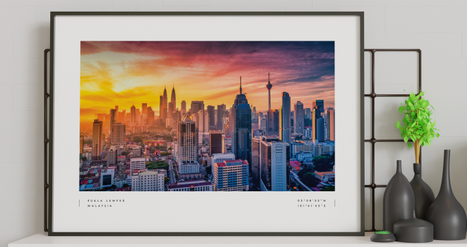 Kuala Lumpur Coordinates Poster Print Wall Art