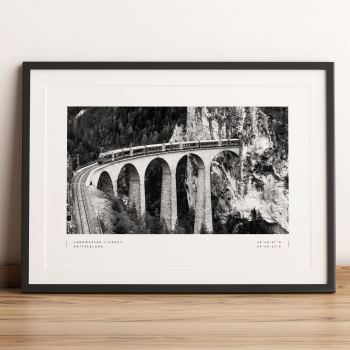 Landwasser Viaduct Coordinates Poster Print Wall Art
