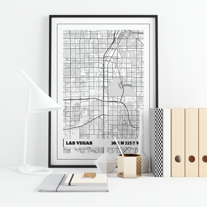 Las Vegas Coordinates Map Poster Print Wall Art