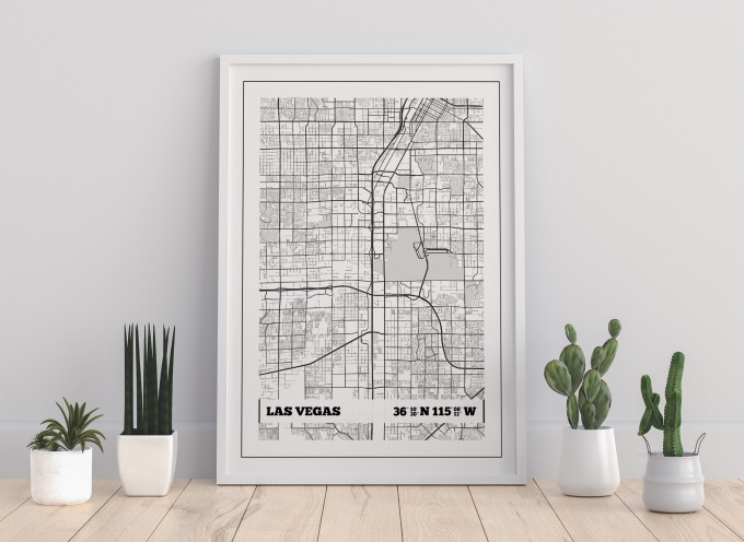 Las Vegas Coordinates Map Poster Print Wall Art