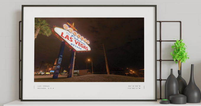 Las Vegas Coordinates Poster Print Wall Art