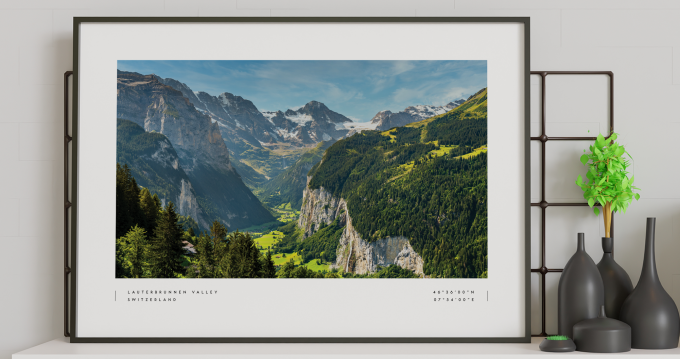 Lauterbrunnen Valley Coordinates Poster Print Wall Art