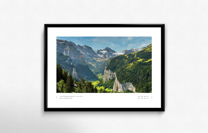 Lauterbrunnen Valley Coordinates Poster Print Wall Art