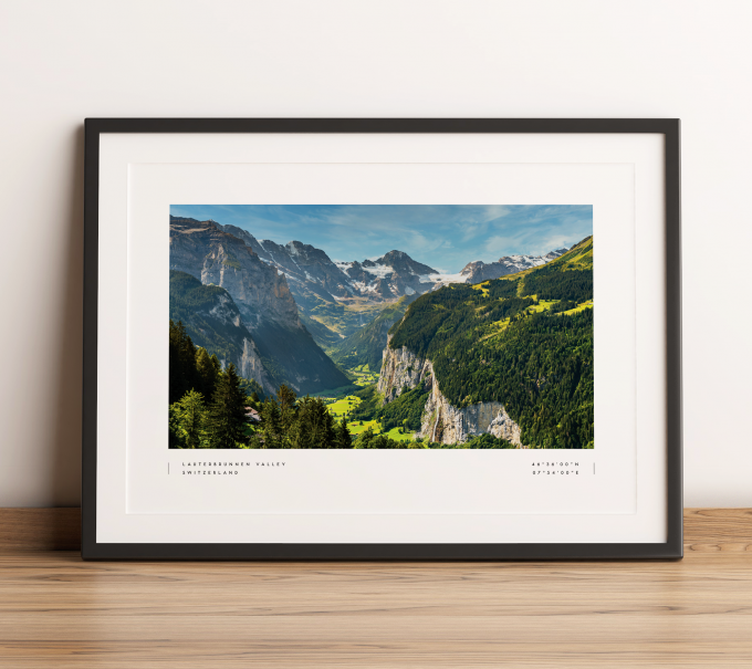 Lauterbrunnen Valley Coordinates Poster Print Wall Art