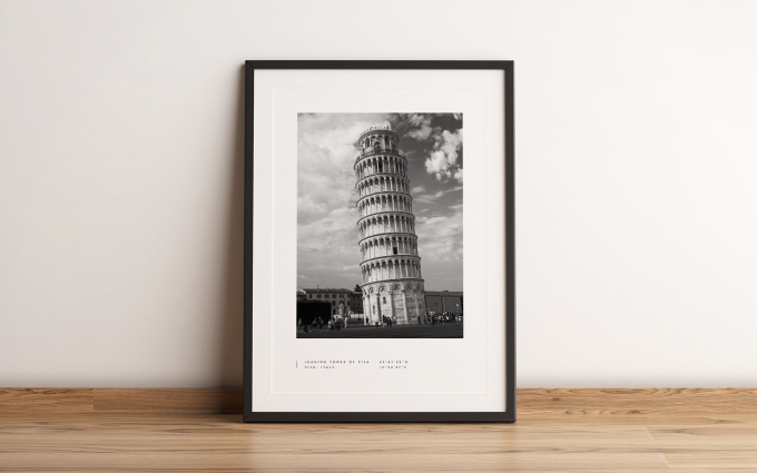 Leaning Tower of Pisa Coordinates Poster Print Wall Art