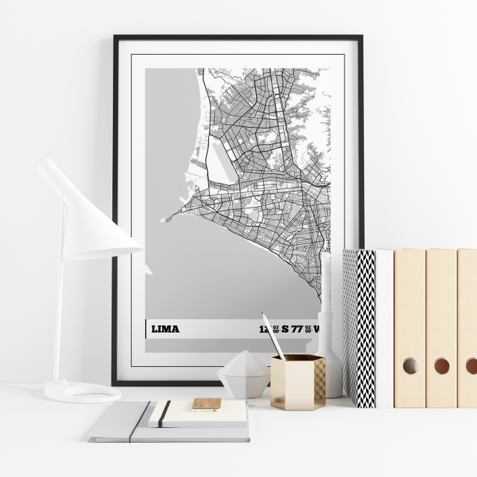 Lima Coordinates Map Poster Print Wall Art