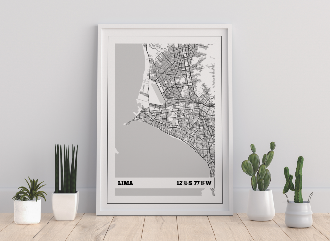 Lima Coordinates Map Poster Print Wall Art