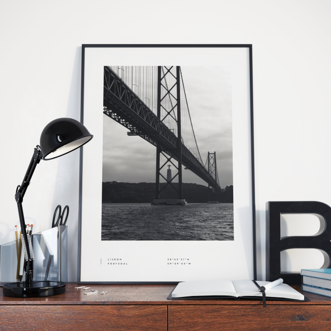 Lisbon Coordinates Poster Print Wall Art