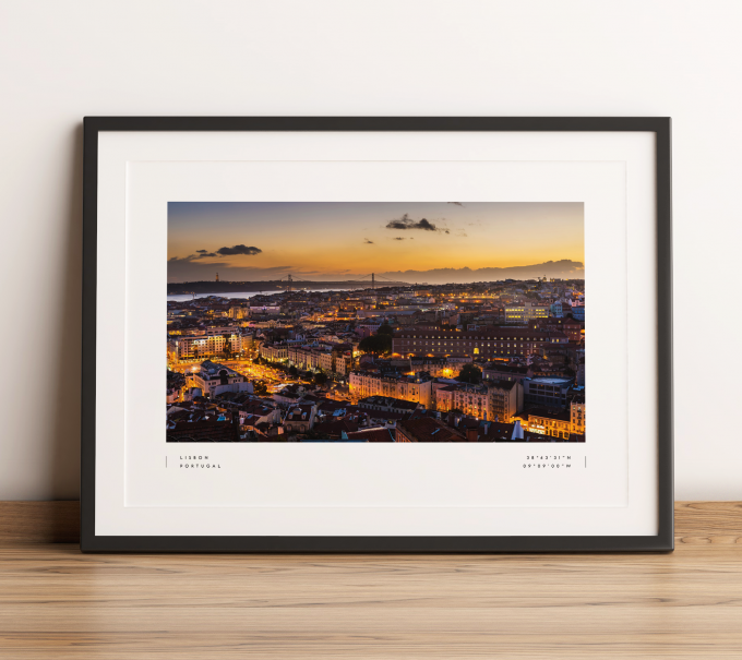 Lisbon Coordinates Poster Print Wall Art