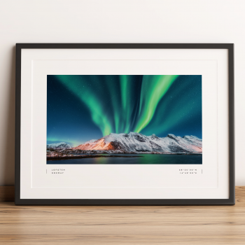 Lofoten Islands Northern Lights Coordinates Poster Print Wall Art